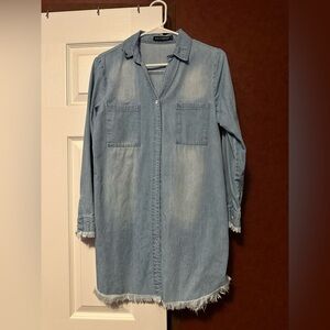 Zilcremo Denim Long Sleeve Shirt Dress